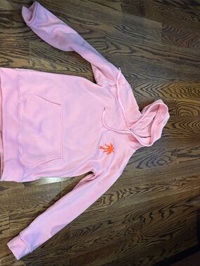 Amazon Pink Pullover Hoodie with Orange Palm Accent